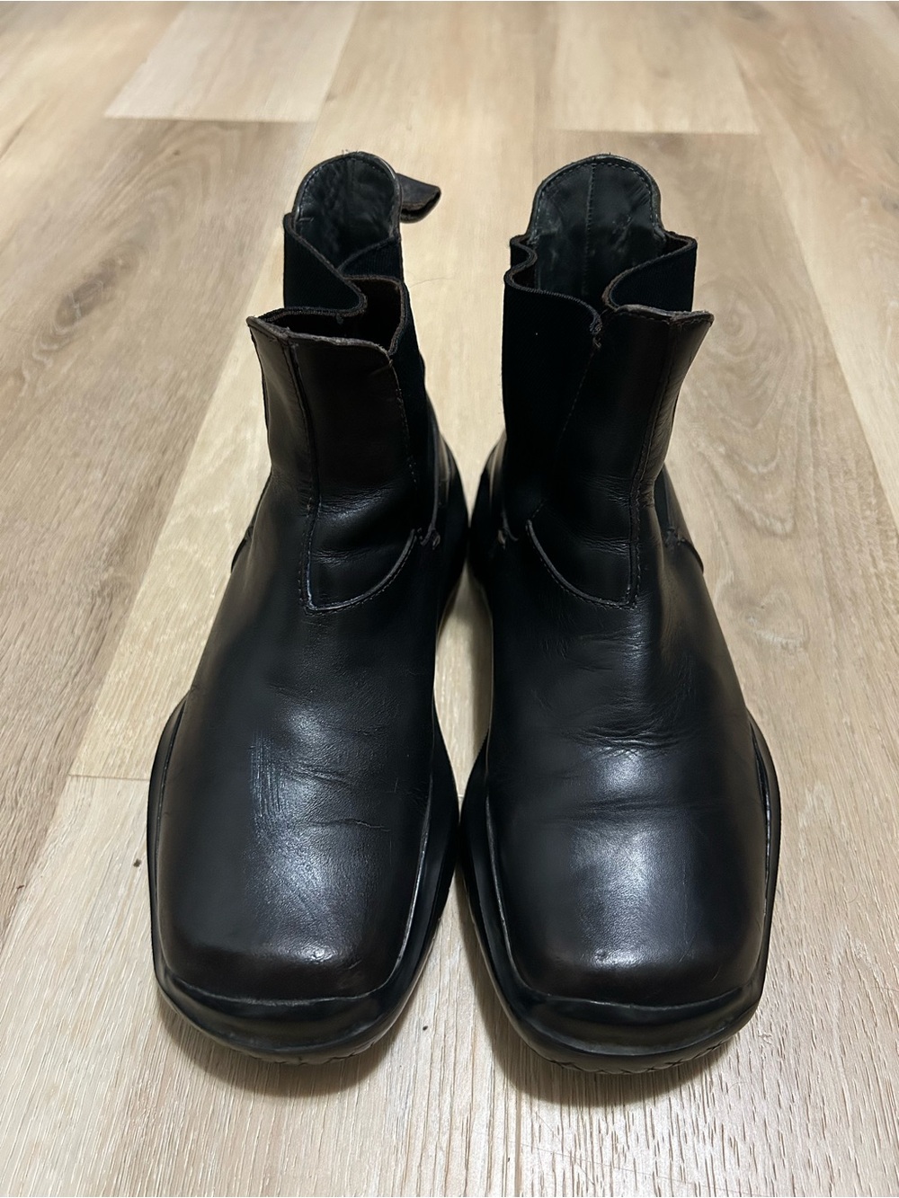Prada Black Leather Ankle Boots